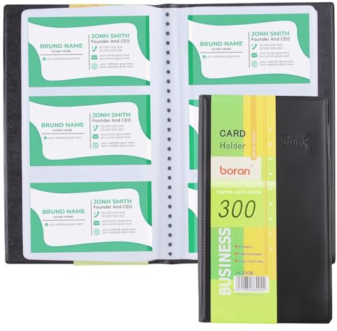RobLuX Porta Biglietti da Visita per 300 carte Trasparente Porta Carta di Credito PU Professionale e Versatile Libro di Schede di Visita per Carte di Credito Carta D'identità e Biglietti da Visita