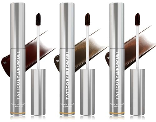 Peel Off Augenbrauen Gel, 3 Färben Augenbrauenfarbe, Peel Off Augenbrauen Tattoo Wasserfest, Semi Permanente Eyebrow Tint, Lang Anhaltender, Für getönte und Vollere Augenbrauen, Natürliches Make-up