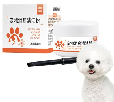 Poudre pour taches de larmes de chien 50 g avec brosse Nettoyage des yeux pour animaux de compagnie