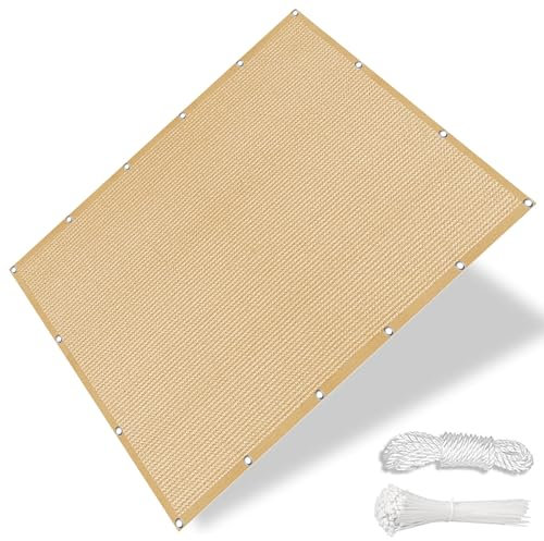Toldo Vela de Sombra Permeabl 270 x 400 cm, Transpirable, Permeable Al Agua, Protección UV Al 98%, Red de Sombra Aire Libre para Jardin, Patio, Piscina, Amarillo Arena