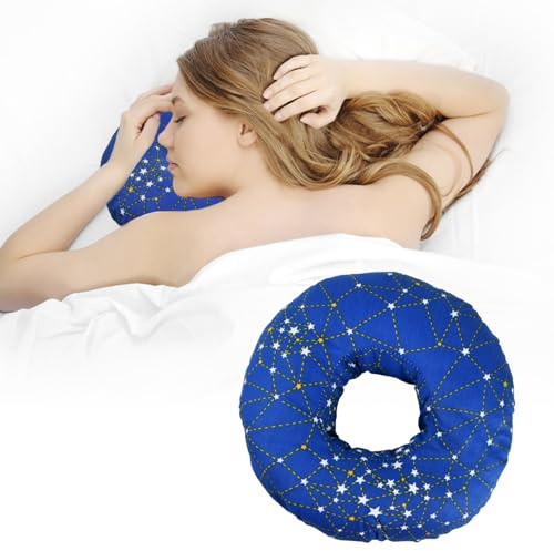 Donut-Kissen mit Loch, Piercing-Kissen für Seitenschläfer, Donut Kissen Gegen Ohrenschmerzen, Piercing Kissen Ohrkissen Rundes, Rundes Baumwoll-Piercing-Kissen