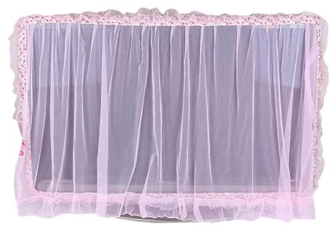 JBJYGSG Dust-Proof LCD TV Cover Pink Purple Flower Yarn 32 36 40 46 50 55 60 65 Inch TV Screen Protecter Wall Mounted TV Cover For Indoor Flat Screen Tvs(Pink 42