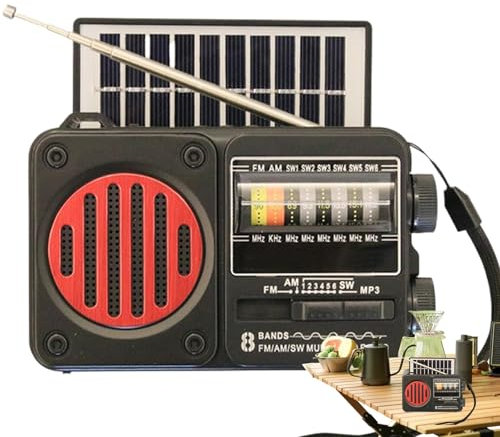 Nybhyjka Radio Portátil | Radio a Pilas - Linterna LED con Carga USB y Solar para Senderismo Cortes de Energía Hogar Supervivencia al Aire Libre y Naturaleza