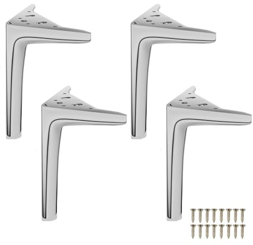 4 Stück Möbelfüße Metall,möbelfüße metall, Sofa Ersatz Stützfüße Tischbeine Schrankfüße DIY Kohlenstoffstahl Möbelfüsse für TV-Schränke,Schubladen,Nachttisch,Bett,Stühle,Mit Schrauben(Silber,12cm)