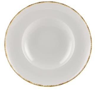 METRO Professional Plato para Pasta Ateo, Porcelana, 27 cm de Diámetro, Beige con Borde Decorativo, Apto para Microondas y Lavavajillas, Pack de 4