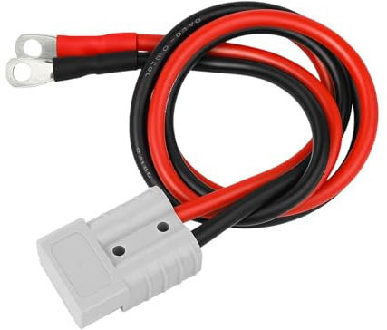 Connecteur Batterie 50A 600V, Prise Connecteur Batterie à Déconnexion Rapide, Câble 10 AWG 30cm avec Cosses à Anneau Cuivre, pour Véhicules Électriques, Voitures, Caravane, Treuils, Panneaux Solaires