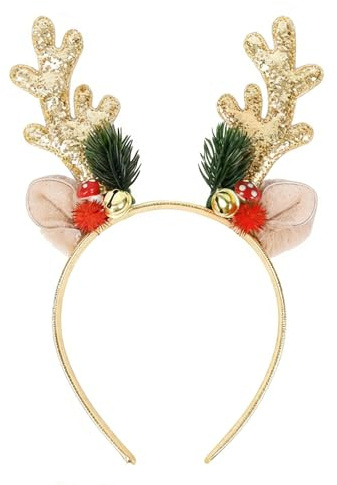 GDLOKFU Weihnachten Geweih Haarreif, Rentier Geweih Stirnband Glitzer, Weihnachts Haarreifen für Erwachsene Kinder, Weihnachtsgeweih, Weihnachts Kopfschmuck für Weihnachtsfeier, Party & Kostüm