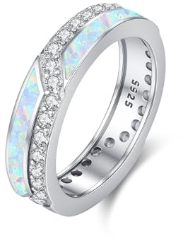 ZIPPICE Weiß Opal Ring 925 Sterling Silber Ringe Damen Opal Schmuck für Frauen Mädchen Geburtstag Größe 7