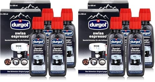 Durgol Swiss Espresso, Descaler and Decalcifier for All Brands of Espresso Machines and Coffee Makers, 4 x 125 ml (Pack of 8)