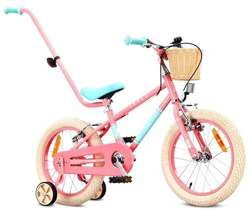 sun baby LOVEL Kinderfahrrad 14–16 Zoll für Mädchen und Jungen | Mädchenfahrrad und Jungenfahrrad 3–6 Jahre, bis 50 kg, Korb, Klingel und Kettenschutz