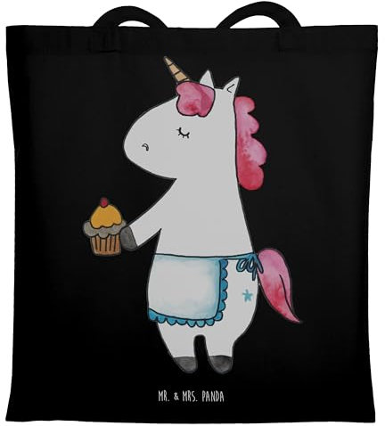 Mr. & Mrs. Panda Tragetasche Einhorn Muffin - Geschenk, Badetasche, Laptoptasche, Geburtstag, Stoffbeutel, Unicorn, Liebesgrüße, Shopper, Einhorn