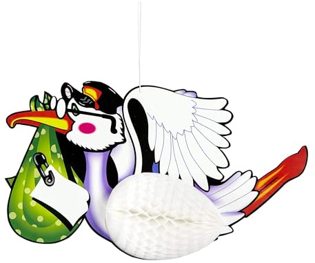 Widmann 95775 - Wabenball, Storch, Ø 44 cm, Dekoration, Babyparty, Kinderfest
