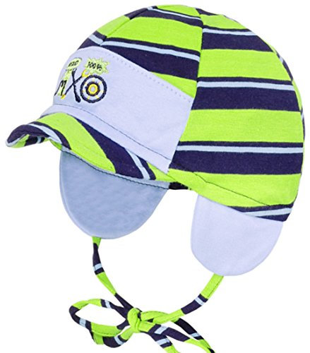 maximo Jungen Mütze MXO Werkstatt Ringel grün-Marine, Gr. 45,UV-Schutz 50+ (45)