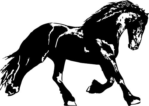 Friesenpferd, Friese, Autoaufkleber/ (Schwarz 630 mm x 450 mm)