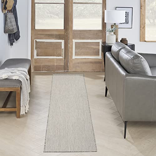 Nourison Home Courtyard Ivory Silver 2'2 x 10' Area Rug - Easy Clean, Non Shedding, Bed Room, Living Room, Dining Room, Kitchen (10' Runner)