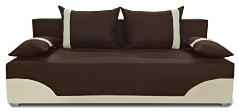 Bettsofa Schlafsofa Sofa Dario - Klappsofa mit Schlaffunktion und Bettkasten, Schlafcouch, Couch, Couchgarnitur, Sofagarnitur (Braun + Beige (Neo 06 + Dolaro 100))