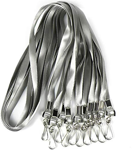 Bulk Lanyards Premium Kreuzfahrt-Schlüsselband aus Nylon für Ausweishalter, perfekt für Büro, Kinder, Lehrer (grau, 50 Stück)