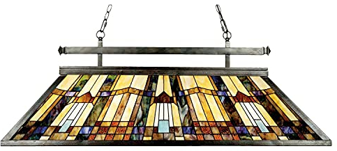 Licht-Erlebnisse Imposante Tiffany Lampe hängend Buntglas Schirm 120cm lang Billardlampe Pendelleuchte Esstisch Wohnzimmer