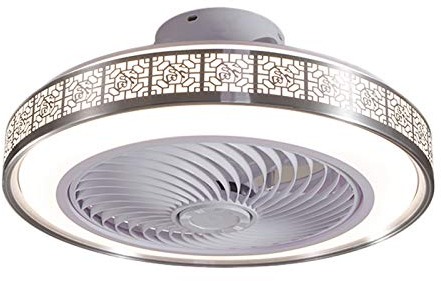 HMAKGG Fan Deckenleuchte Moderne Deckenleuchte LED Dimmbar Deckenventilator mit Beleuchtung Und Fernbedienung Leise Kinderzimmer Schlafzimmer Wohnzimmer Beleuchtun 72W Ø50cm,Silber