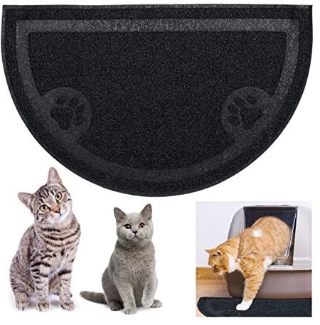 Relaxdays Katzenklo Matte, hygienische Katzenstreumatte, rutschfest, wasserdicht, PVC Futtermatte, 40x59 cm, schwarz