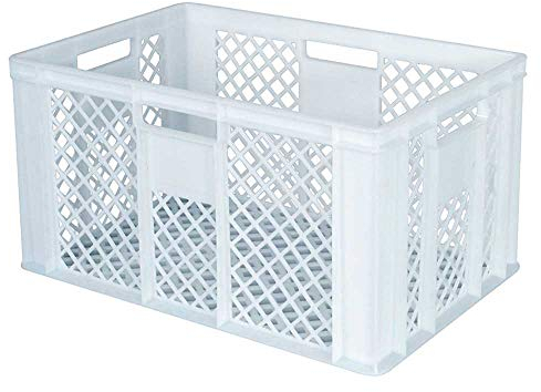 BRB 54 Stück Eurobehälter/Bäckerkiste durchbrochen, LxBxH 600x400x320 mm, PE-HD, lebensmittelecht, weiß, Palettenware