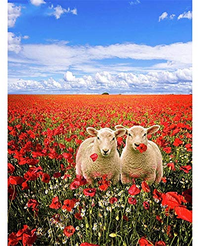 Yingxin34 4000 Stück Puzzles Schafe in einem Meer roter Blumen Kinder Lernen Erkenntnisspielzeug Erwachsene Denkspiele Holz Intelligenz Puzzlespiele