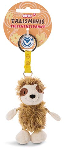 NICI Faultier 7cm Talisminis – Faultier Kuscheltieranhänger mit Schlüsselring für Schlüsselband, Schlüsselbund, Schlüsselhalter & Schlüsselkette – Taschenanhänger mit Botschaft