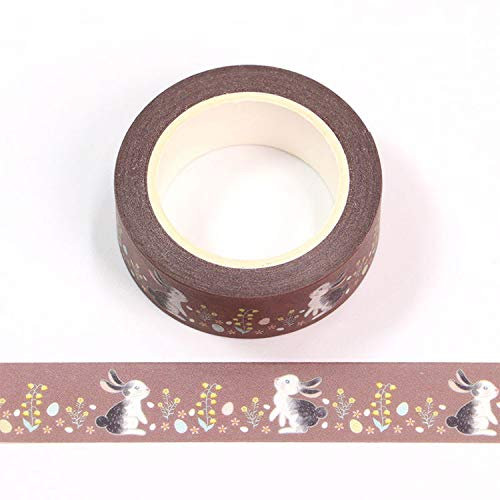 Dekoratives Washi-Klebeband, Hasenmotiv, Osterhase, 15 mm x 10 m