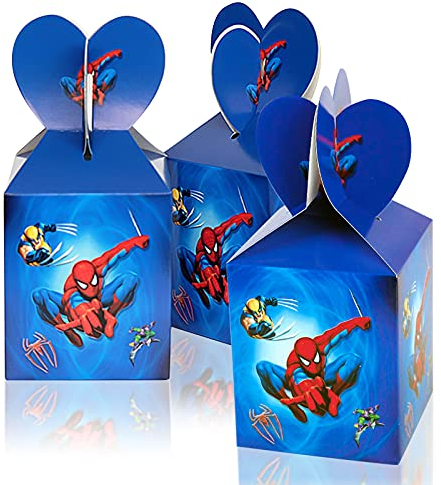 Yisscen 24 Stück Süßigkeiten-Boxen Weihnachten, Spiderman Party-Schachteln Partytüten, Kindergeburtstag Gastgeschenke Tüten Tasche, verwendet für Geburtstagsfeiern, Babypartys, Weihnachten