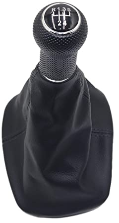 UKLYO Schaltsack und Schaltknauf Für VW Golf 2 3 4 Cabrio Polo 6N Passat 35i, 12MM 5 Gang Auto Schaltknauf Schaltknauf Mit Lederstiefel Auto-Styling