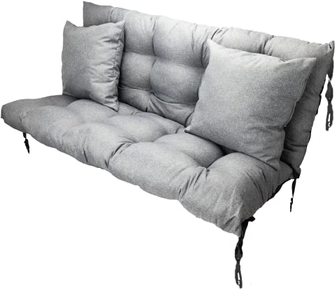 Filippo Sitzauflagen Gartenmöbel 100 x 55 x 55 cm Grau - Kissen Hollywoodschaukel Beständig Gegen Schimmel – Handgefertigt Polster für Hollywoodschaukel mit Befestigungsschnüre