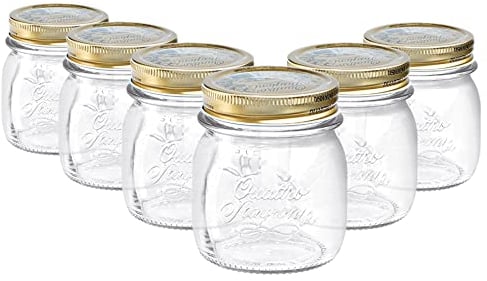 Bormioli Rocco Quattro Stagioni tarros de cristal de almacenamiento - tradicional de la cocina de frasco con tapa tornillo superior - 250 ml - Pack de 6