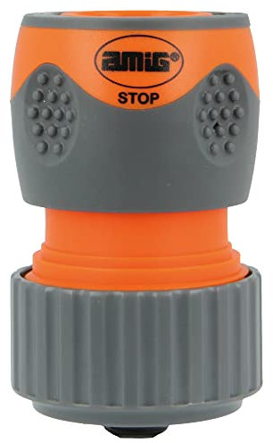 Amig - Raccord Rapide Pour Tuyau 3/4 | Avec Système D'Embout À Verrouillage Rapide | Fonction D'Arrêt De Sécurité | Plastique Abs Et Caoutchouc | Orange Et Gris