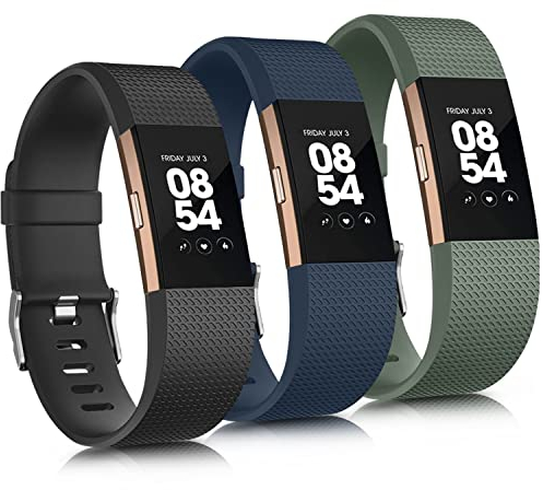 Vancle Bracelet de rechange en silicone souple pour Fitbit Charge 2 - Pour homme et femme - S - Noir/bleu foncé/vert avocat)