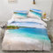 Damier Bettwäsche 200x200 Strand Meer 3D Bettbezug Set Blau Weiß Beach Bettwäsche Weich Mikrofaser Bettwäsche 3 Teilig für Deko Geschenk Hawaii Strand mit Reißverschluss und 2 Kissenbezüge 80x80 cm