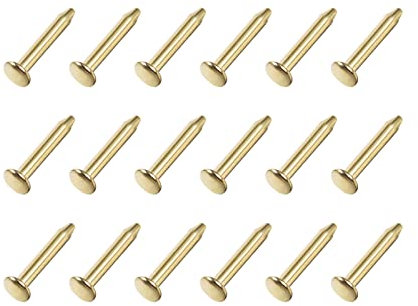 METALLIXITY Pequeños Clavos (1,2x6mm) 200uds, Carbono Acero Diminutos Herraje Clavos - para Hogar Carpintería, Dorado Tono