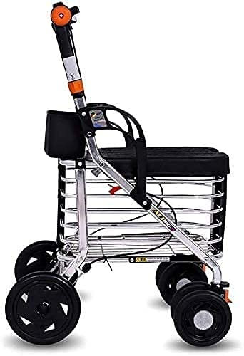 Gehhilfen für ältere Menschen Gehhilfe für Senioren Rollator Zusammenklappbarer Rollator mit vier Rädern und Einkaufswagen Leichter Trolley aus Aluminium für ältere Menschen mit ve