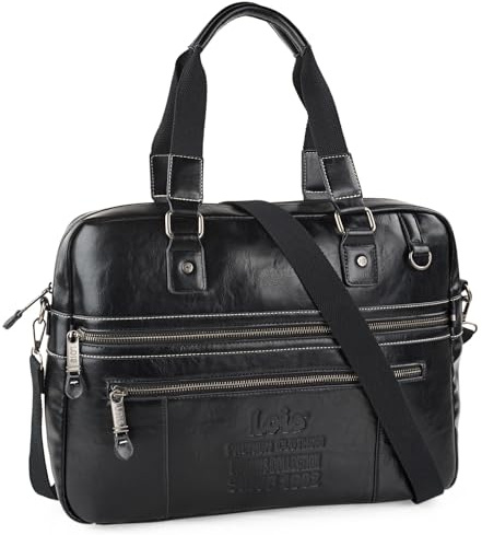 Lois - Sacoche Ordinateur 17 Pouces Imperméable avec Bandoulière - Sac PC Portable 16 Pouces pour Homme et Femme. Sacoche pour Ordinateur Portable Compartiments Multiples, Noir