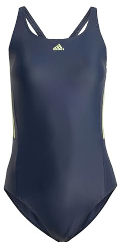 adidas Damen Mid 3-Stripes Swimsuit, Legend Ink/Pulse Lime, 40