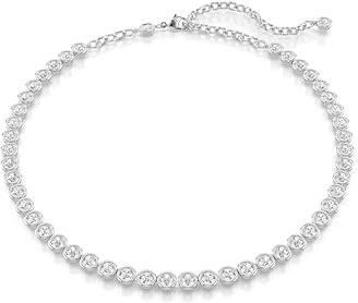 Swarovski Imber Halskette, Weiße, Rhodinierte Damenhalskette mit Strahlenden Swarovski Kristallen