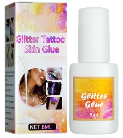 Colle pour Tatouage Paillettes,Tatouage Peau Colle,Colle Temporaire de Corporelle,Face Glue pour Paillettes,Tatouage Peau Colle,Body Glitter Gel Set Adhésif Temporaire DIY Visage Glitter
