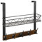 YINMIT Over The Door Organizer with Basket and 5 Metal Hooks, Over Door Rack for Clothing and Towels, Multi Use Hanger for Bathroom, Bedroom and Kitchen