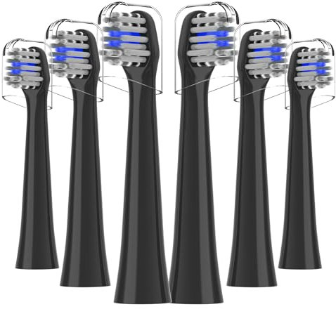 Lot de 6 têtes de rechange pour brosse à dents Colgate Hum - Têtes de rechange pour brosse à dents Hum Smart Battery - Noir