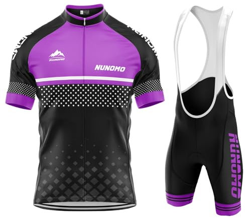 Radtrikot Set für Herren, Atmungsaktives Sommer Kurzarm atmungsaktives MTB Radtrikot Trägerhose Kits Herren mit 9D Gel Sitzpolster Schnelltrocknend, Atmungsaktiv Elastische (Type-6,2XL)