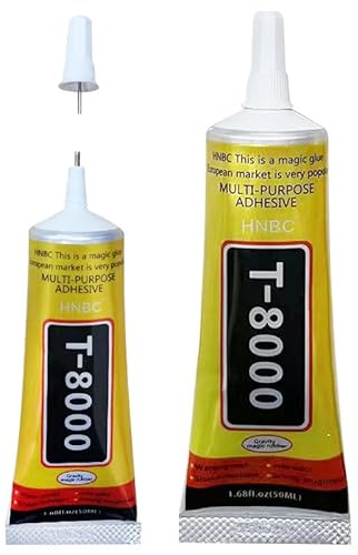 T8000 Mehrzweckkleber,50ml Multifunktionskleber, Transparent Handy Kleber, Kristallklarer Kleber, Starker Flexibler Bastelkleber für Holz, Glas, Stoff, Keramik, Metall und mehr…