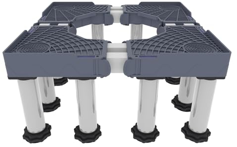 Base de Machine à Laver, Socle Linge Base de Sèche-linge Longueur/Largeur 42-66cm Hauteur 28-31cm Charge 400kg Socle Anti-vibration pour Réfrigérateur Machine à Laver Sèche-Linge 12 Pieds Gris