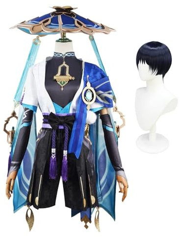 JBHWUBEC Anime Cosplay Kostüm Scaramouche Wanderer Cosplay Outfit Mit Perücke Hut Erwachsene Halloween Weihnachten Kostüm Für Fans (Size : XS)
