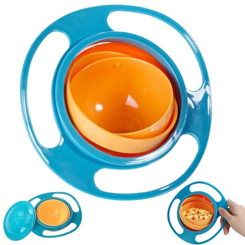 QYEHF Gyro Schüssel, 360 Grad Drehbar Gyro Bowl,Gyro Schüssel mit Deckel,kein Verschütten,Blau…