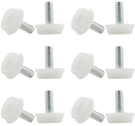 Boguish 12 piedini scorrevoli di regolazione per mobili, in plastica, diametro esterno 25 mm, M8 x 20 mm, colore: bianco