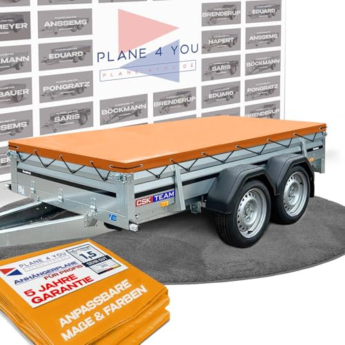 Hochwertige BRENDERUP 264 x 134 cm Anhängerplane - wasserdichte Anhänger Plane nach Maß - Flachplane - Hochglanz Orange